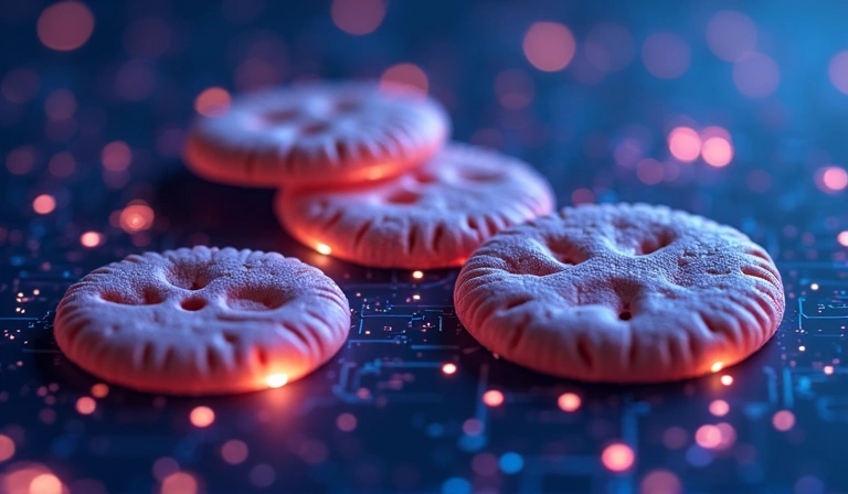 Digital cookies illustration, representing data privacy and website tracking