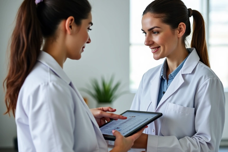 Certified nutritionist explaining a personalized diet plan to a client